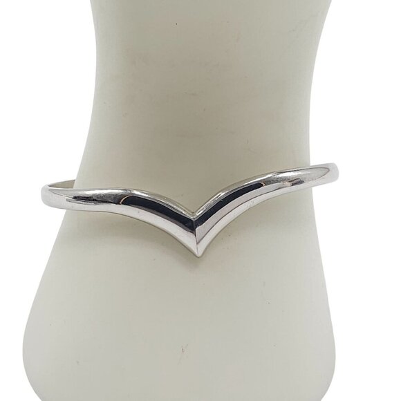 Silver Tone Chevron Cuff Bracelet By Avon - Picture 1 of 6